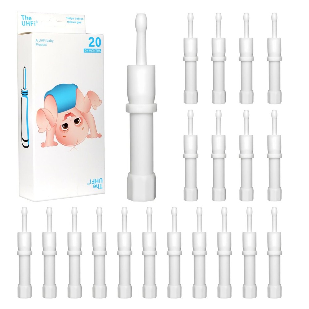 uhfi Gas and Colic Reliever for Babies, Baby Gas Colic Relief, Natural Solution for Baby Colic and Gas Relief, 100% Safe & Effective Instant Constipation Relief for Babies, 20 Count (White)