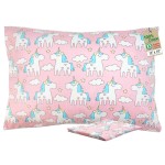 ZPECC Toddler Pillow with Pillowcase 2 Pack - 13x18 Organic Cotton Hypoallergenic Kids Pillow, Baby Essentials for Travel Crib Daycare Stroller (Intended for Age 2 and up) Pink Unicorn