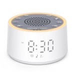 Dreamegg Sound Machine with Nursery Lamp - Sound Machine Baby, Soothing Sounds, Timer, Memory Function, 10 Colour Night Light, White Noise Machine Alarm Clock for Newborn Baby Registry Gift, White