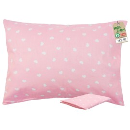 ZPECC Toddler Pillow with Pillowcase 2 Pack - 13x18 Organic Cotton Hypoallergenic Kids Pillow, Baby Essentials for Travel Crib Daycare Stroller (Intended for Age 2 and up) Love