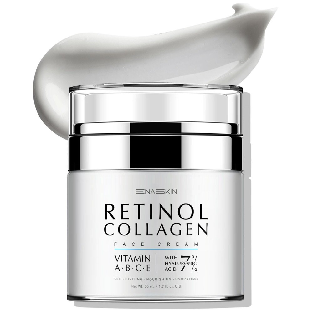 EnaSkin Retinol Collagen Face Cream: Wrinkle Cream for Women, Neck & Dcollet Anti Aging Moisturizer with 7% Hyaluronic Acid Serum - Day/Night Skin Firming & Tightening, 1.7 Oz