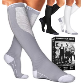 Compression Socks for Women & Men (3 pairs) - Best Support for Nurses, Running, Hiking, Recovery & Flight Socks