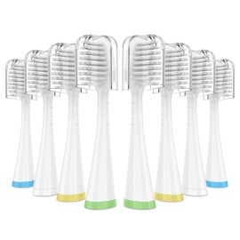 Oralphi Sensitive Gum Care Replacement Brush Heads for Waterpik Complete Care 5.0/9.0 (CC-01/WP-861), STRB-3WW, Ultra Soft Bristles with Cover, Sonic Electric Tooth Brush Refill Heads (8-Pack, White)