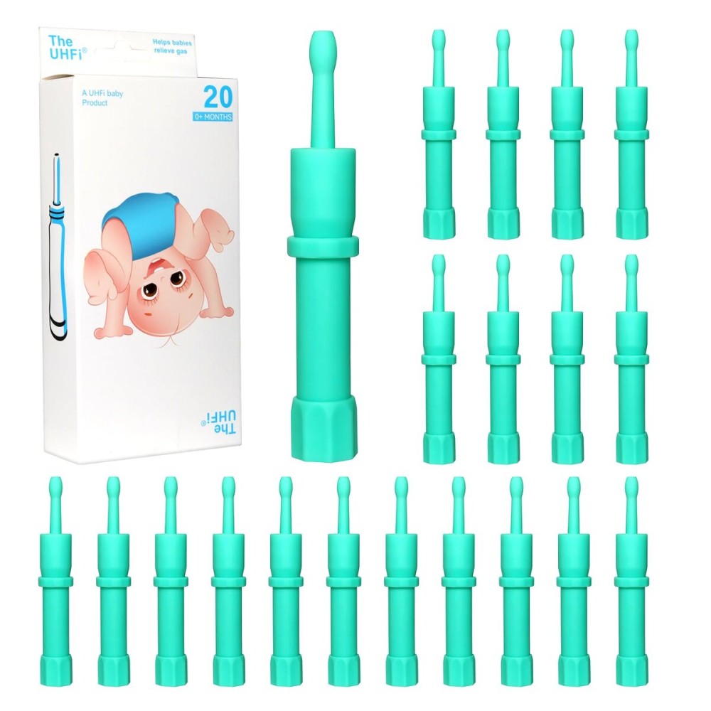 uhfi Gas and Colic Reliever for Babies, Baby Gas Colic Relief, Natural Solution for Baby Colic and Gas Relief, Safe & Effective Instant Constipation Relief for Babies, 20 Count (Green)