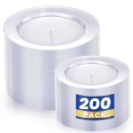 WDF 200PCS Clear Plastic Plates for Party - Heavy Duty Clear Disposable Plates - 100 x 10 Dinner Plate and 100 x 7 Dessert/Cake Plastic Plate for Weddings/Traval/Party/BBQ/Events