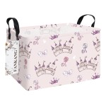 FANKANG Storage Bins, Nursery Hamper Canvas Laundry Basket Foldable with Waterproof PE Coating Large Storage Baskets for Kids Boys and Girls, Office, Bedroom, Clothes,Toys(Rec-Princess Castle