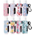 HEYSKAY 8PCS Lip Balm Keychain Holder Compatible with Chapstick, Stocking Stuffers Gifts Keychain Lip Gloss Holder Key Chain Lipstick Holder Sleeves(Floral Set B-8PCS)