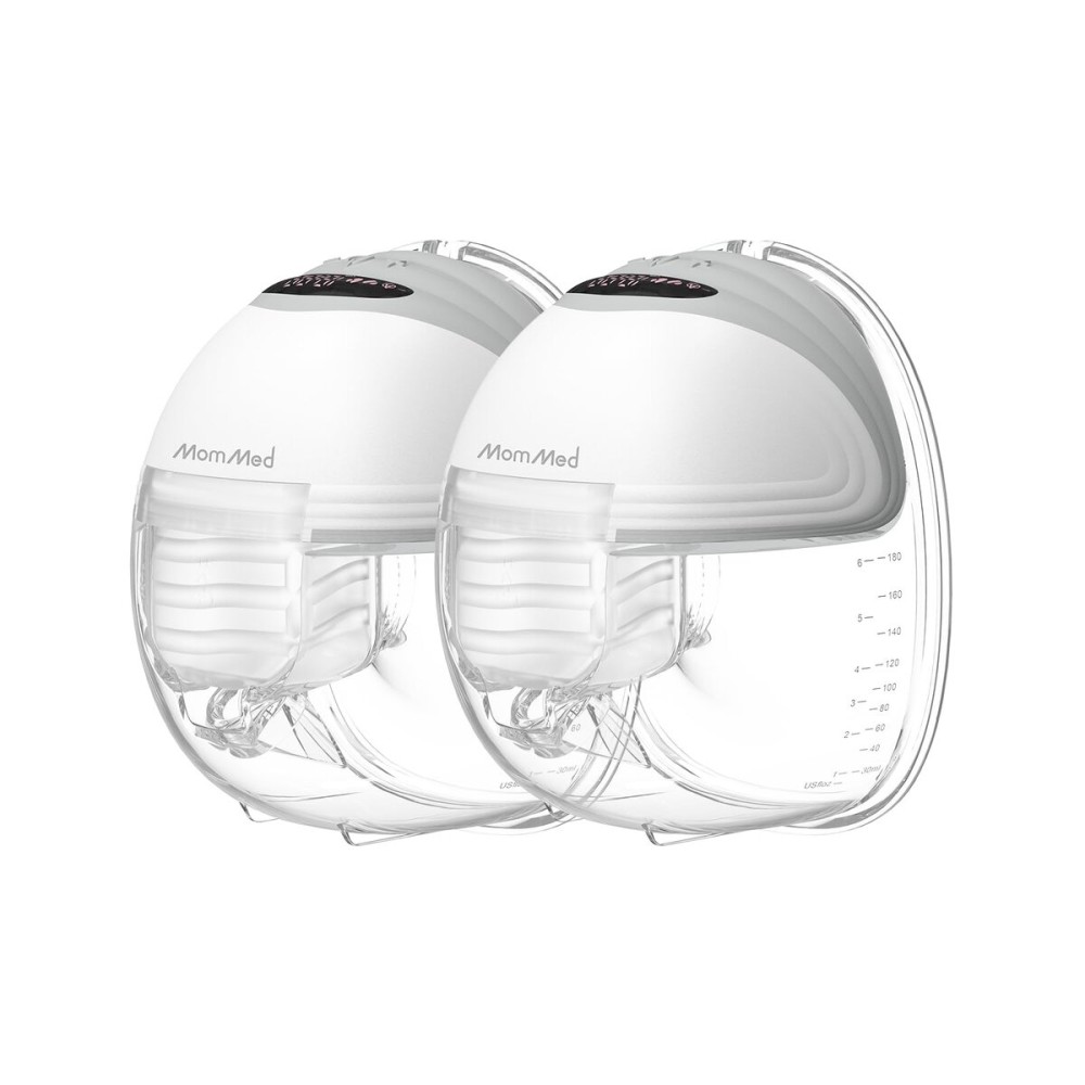 MomMed Wearable Breast Pump (Model S21) - Double Electric Hands-Free Breast Pump, Leak-Proof Design, 3 Modes (Stimulation, Expression, Auto) & 12 Vacuum Levels, Portable and Quiet, Gray, 2Pack