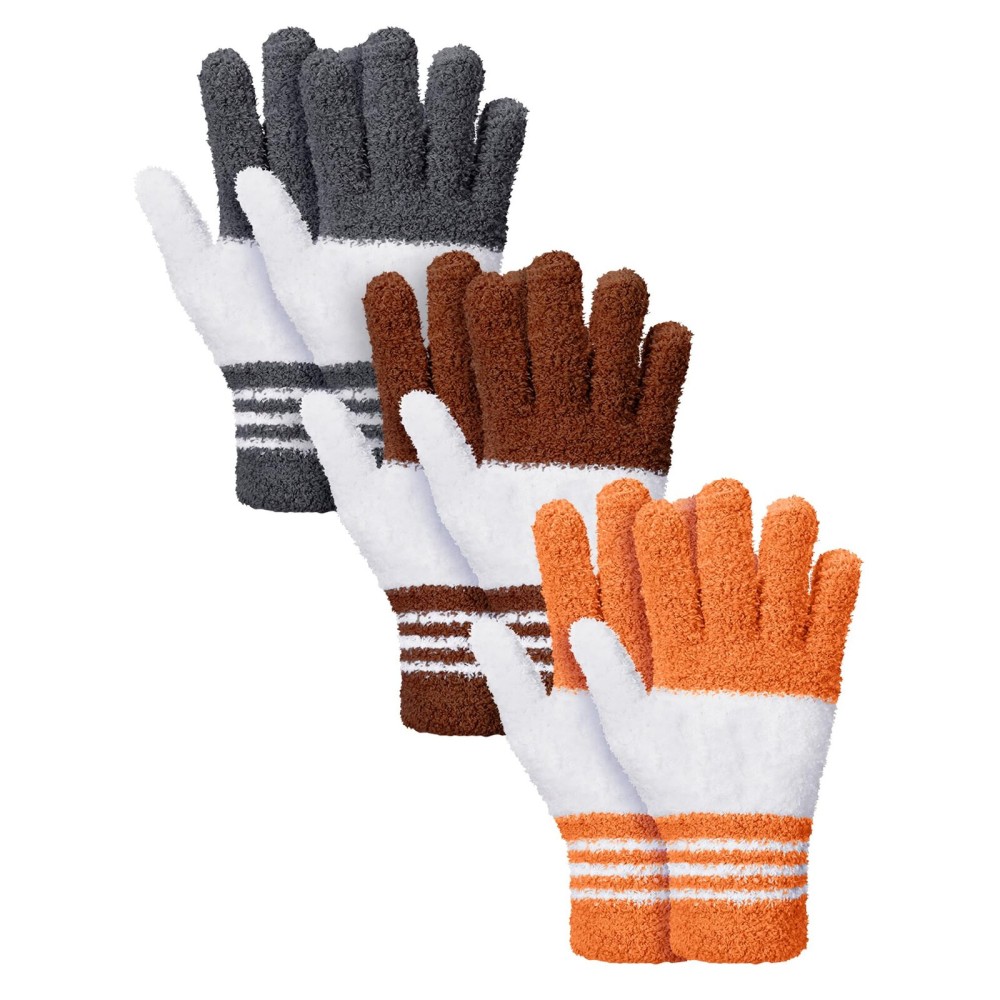 Patelai 3 Pairs Microfiber Plant Dusting Gloves Leaf Cleaning Gloves for Indoor Plants, Blinds, Furniture, House (Large,Gray, Orange, Brown)