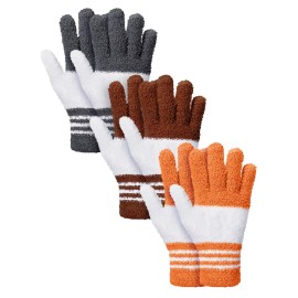 Patelai 3 Pairs Microfiber Plant Dusting Gloves Leaf Cleaning Gloves for Indoor Plants, Blinds, Furniture, House (Large,Gray, Orange, Brown)
