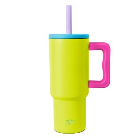 Simple Modern Kids 24 oz Tumbler with Handle and Silicone Straw Lid | Spill Proof and Leak Resistant | Reusable Stainless Steel Bottle | Gift for Kids Boys Girls | Trek Collection | Paradise Bay Mix