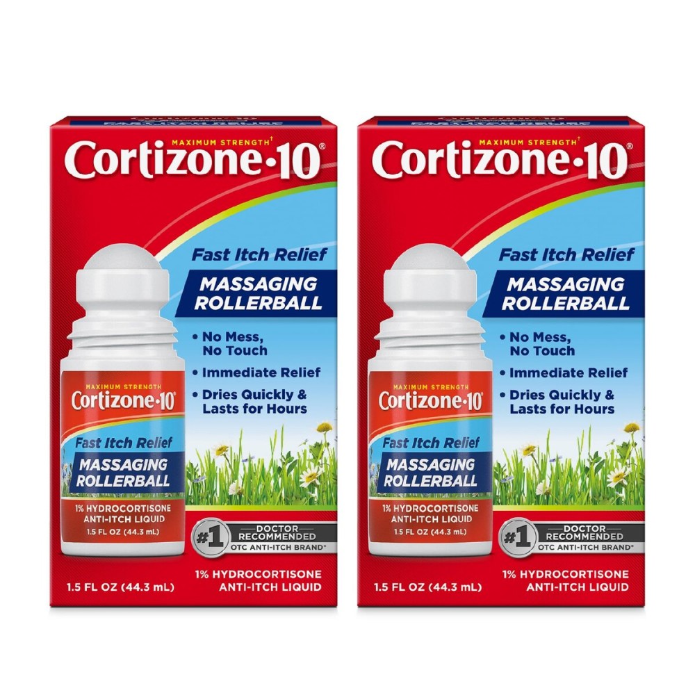 Cortizone 10 Maximum Strength Fast Itch Relief with Massaging Rollerball, 1% Hydrocortisone, 1.5 oz., 2 pk
