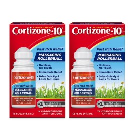 Cortizone 10 Maximum Strength Fast Itch Relief with Massaging Rollerball, 1% Hydrocortisone, 1.5 oz., 2 pk