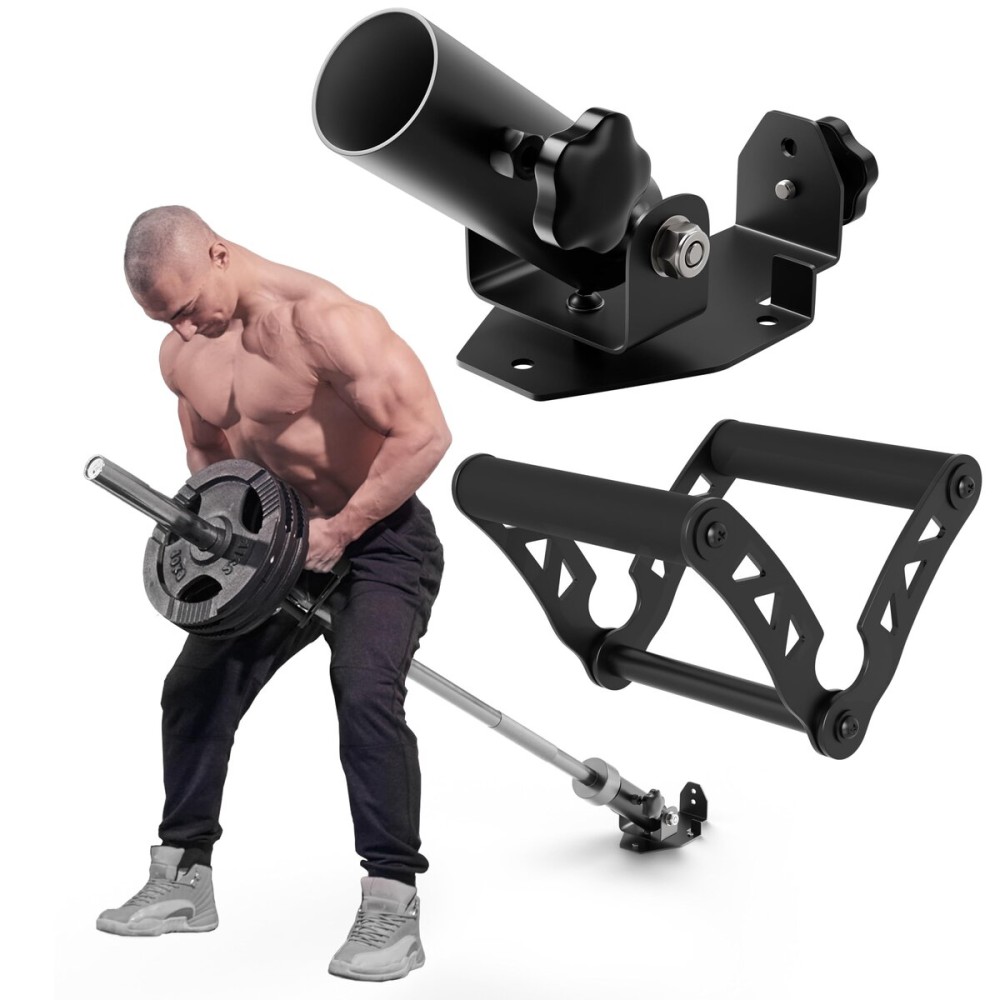 EVERSTRONG V Bar Grip with Wall, Floor, or Rack Mount Landmine Attachment for Barbell - T Bar Row Handle - Viking Press Landmine Attachment - Barbell Row Handles - Power Cage Accessories