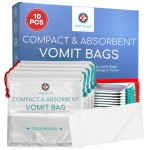 Medi Grade Absorbent Vomit Bags Disposable for Adults and Kids, 10pcs - Travel Essentials Leakproof Barf Bags with Tissues Turn Vomit to Gel and Prevent Odor - Purse Essential Travel Size Sick Bags
