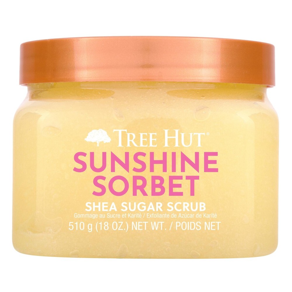 Tree Hut Sunshine Sorbet Shea Sugar Scrub, Exfoliating Body Scrub Removes Dead, Dry Skin for a Soft & Hydrated Feel, Nourishing Essential Body Care, 18 fl oz.