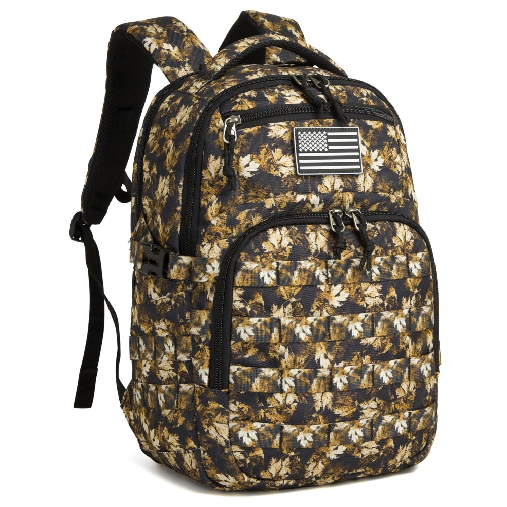 Wotony Military tactical backpack, backpack for men black small tactical assault bag (yellow maple, 20 inch)