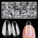 AddFavor Short Almond Nail Tips, 600pcs Soft Gel Nail Tips Almond Fake Nails Full Cover Clear False Acrylic Nails Tip for Press on Nails, Nail Extensions