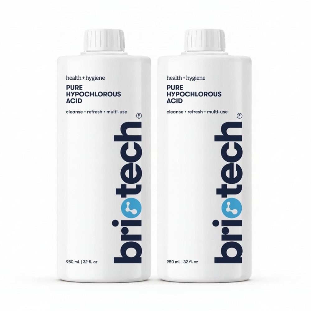BRIOTECH Pure Hypochlorous Acid Cleanser, Original Premium HOCl Topical Solution, Multi-Purpose Cleaner, Family Approved & Pet Friendly, 32 fl oz Refill (2 Pack)