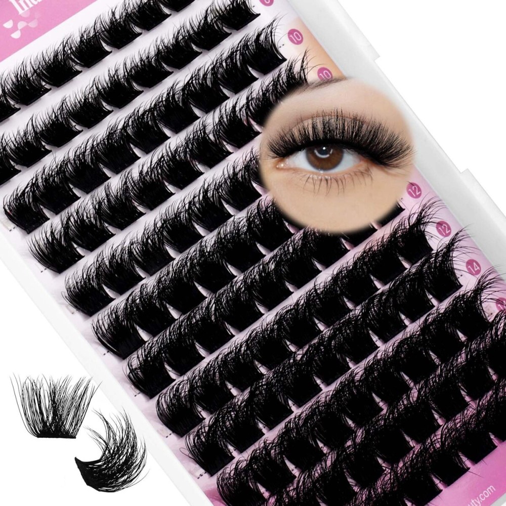 FADLASH Lash Cluster EyelashExtensions 8-16mm Individual Cluster Lashes D Curl DIY Lash Extension Clusters 3D Effect Eyelash Clusters Volume (Y01-3D-Mix8-16)