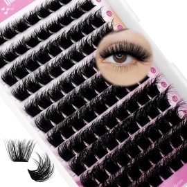 FADLASH Lash Cluster EyelashExtensions 8-16mm Individual Cluster Lashes D Curl DIY Lash Extension Clusters 3D Effect Eyelash Clusters Volume (Y01-3D-Mix8-16)
