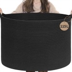 INDRESSME 115L Extra Large Black Blanket Basket, Dog Toy Bin Shoe Baskets Toy Box Organizer for Kids Decorative Laundry Basket for Home & Living Room, Black