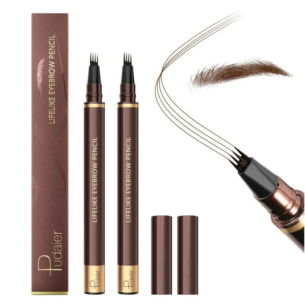 Espoce 2 Pack Eyebrow Pen, Waterproof Microblading Eyebrow Pencil, 4 Tip Precise Eye Brow Makeup Pen for Women to Effortlessly Create Hair Like Natural Brows, Non Dry Out and Last All Day (Espresso)