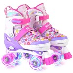 SULIFEEL Rainbow Unicorn 4 Size Adjustable Roller Skates for Girls Boys for Kids Ages 3-5 5-8 6-12 Children Skates Indoor Outdoor
