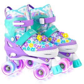 SULIFEEL Rainbow Unicorn 4 Size Adjustable Roller Skates for Girls Boys for Kids Ages 3-5 5-8 6-12 Children Skates Indoor Outdoor