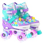 SULIFEEL Rainbow Unicorn 4 Size Adjustable Roller Skates for Girls Boys for Kids Ages 3-5 5-8 6-12 Children Skates Indoor Outdoor