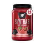 BSN SYNTHA-6 Premium Protein Powder with 6g of Fiber, Whey Protein, Micellar Casein, Milk Protein Isolate Blend, 5g Fat, Strawberry Milkshake, 14 Servings (Packaging May Vary)