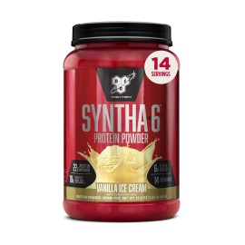 BSN SYNTHA-6 Premium Protein Powder with 6g of Fiber, Whey Protein, Micellar Casein, Milk Protein Isolate Blend, 5g Fat, Vanilla Ice Cream, 14 Servings (Packaging May Vary)