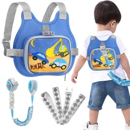 Accmor Toddler Harness Leash + Reflective Anti Lost Wrist Link, Cute Car Kids Back Pack with Hand Strap Collapsible Child Walking Restraint Belt Tether Hold Baby Boys Close for Outdoor Travel