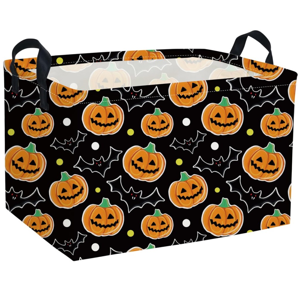 Essme Rectangular Halloween Basket,Kids Baskets Empty with Handles for kids Halloweens Room Decor,Boys and Girls,Candy BasketBlack Pumpkin