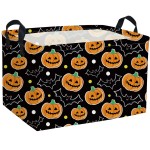 Essme Rectangular Halloween Basket,Kids Baskets Empty with Handles for kids Halloweens Room Decor,Boys and Girls,Candy BasketBlack Pumpkin