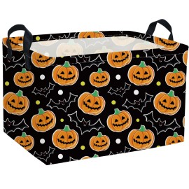 Essme Rectangular Halloween Basket,Kids Baskets Empty with Handles for kids Halloweens Room Decor,Boys and Girls,Candy BasketBlack Pumpkin