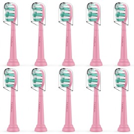 Toothbrush Replacement Heads for Philips Sonicare Plaque Control Simply Clean 4100 5100 Electric Brush Head, 10 Pack, Pink