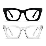 Hubeye Oprah Style Readers for Women Stylis Style Reading Glasses with Blue Light Blocking and Spring Hinge Black+Transparent+2.25