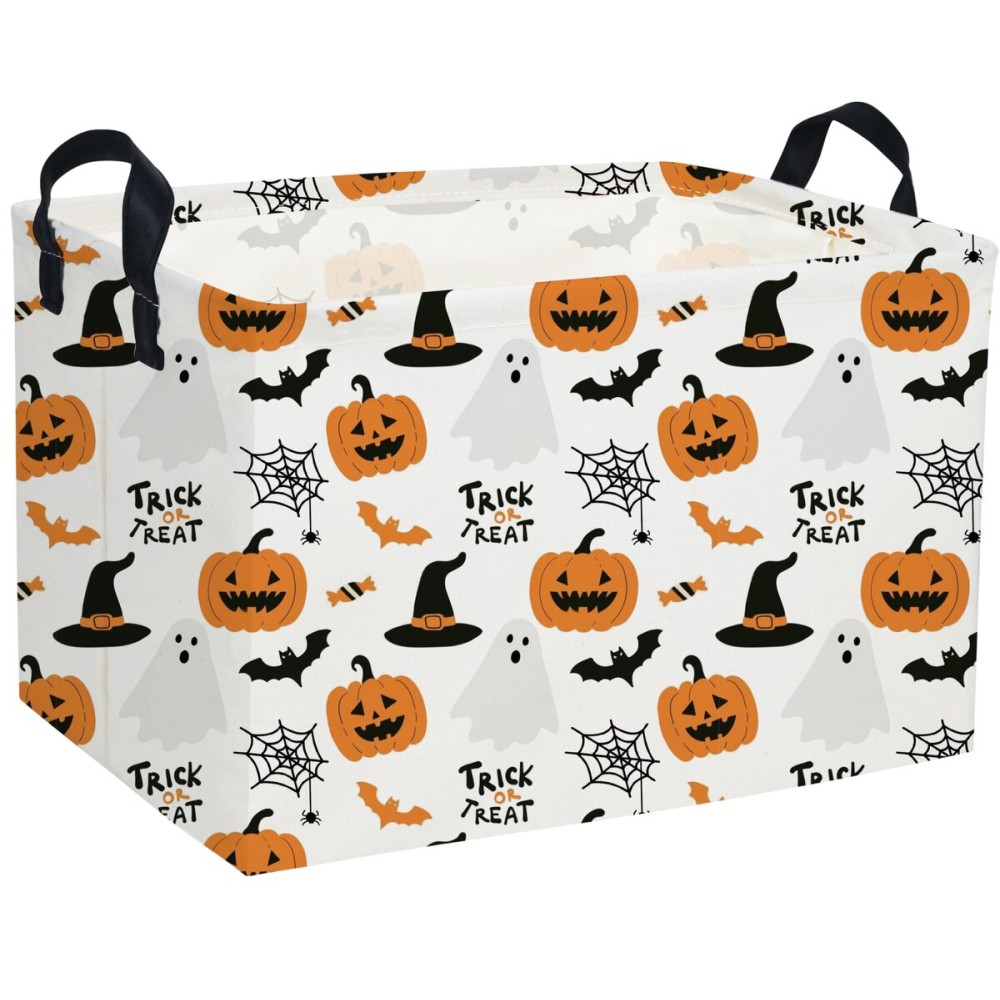 Essme Rectangular Halloween Basket,Kids Baskets Empty with Handles for kids Halloweens Room Decor,Boys and Girls,Candy BasketTrick or treat