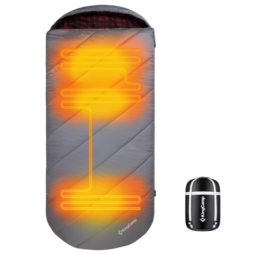 KingCamp Heated Sleeping Bag for Adults, Cold Weather & Warm Extra Wide Big & Tall XL Portable Waterproof Flannel Sleeping Bags, Essentials Gear Accessories for Camping Backpacking Hiking