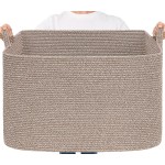 Goodpick 105L Large Woven Storage Basket, Rectangle Cotton Rope Basket for Blankets, Clothes, Oversized Toy Storage Organizer for Living Room, Nursery, 25x16x16, Brown