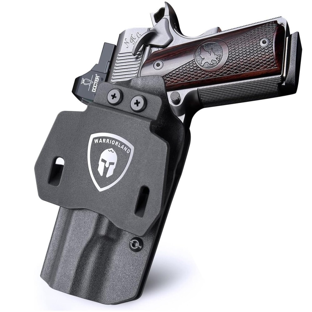 WARRIORLAND OWB Kydex Holster for No Railed 1911 5 Barrel - Compatible with Colt, Kimber, Tisas, Springfield, S&W, Ruger, Rock Island, Taurus, SDS and More - Optic Ready & Open Muzzle, 1.7 Paddle