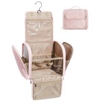 BAGSMART Travel Toiletry Bag, Large Capacity Cosmetic Bags for Women with Hanging Hook, Water-resistant for Toiletries Accessories Brushes Sponge, With Handle