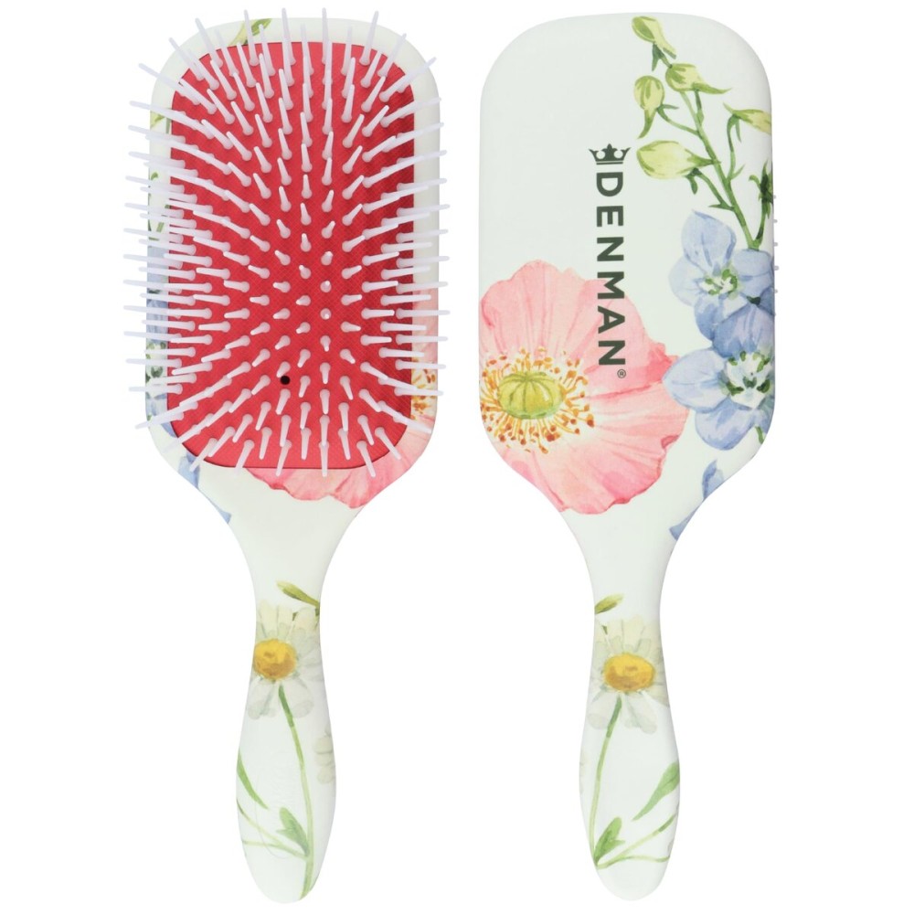 Denman Detangling & Styling Paddle Brush - Wet or Dry Hair Detangler & styler for all hair types including Curly, Coily, Straight & Long, thick Hair - for Women & Men, D38 Floral Fantasy