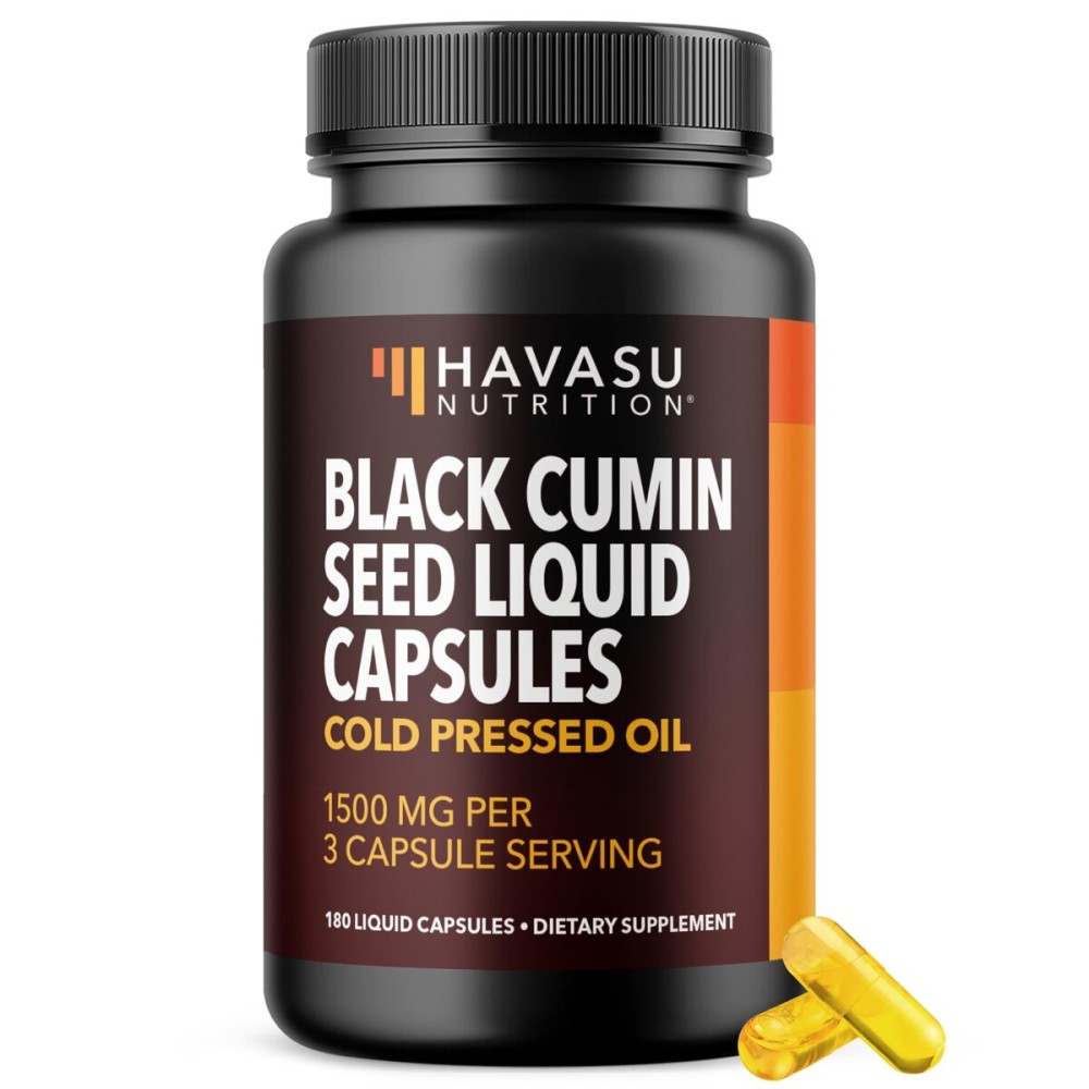 Cold Pressed Black Seed Oil Capsules - 1500mg Black Cumin Supplement for Immune Function, Digestive Support & Overall Health - Hair & Skin Superfood - Nigella Sativa - 2 Month Supply, Unflavored