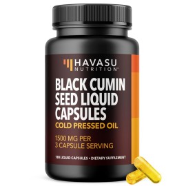 Cold Pressed Black Seed Oil Capsules - 1500mg Black Cumin Supplement for Immune Function, Digestive Support & Overall Health - Hair & Skin Superfood - Nigella Sativa - 2 Month Supply, Unflavored