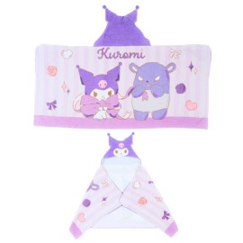 Sanrio Kuromi Kids Super Soft Bath/Pool/Beach Soft Cotton Terry Hooded Towel Wrap, 24 in x 50 in, (Officially Licensed Product) by Franco