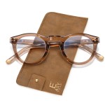EASY READ Retro Round Blue Light Blocking Reading Glasses for Women,Anti UV Readers for Women with Spring Hinge(Brown,+3.00)