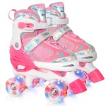 Kids Roller Skates for Girls - Pink for Big Kids Age 7 8 9 10 - Adjustable All Light up Wheels Indoor Outdoor Sports Birthday Gift for Son and Grandson