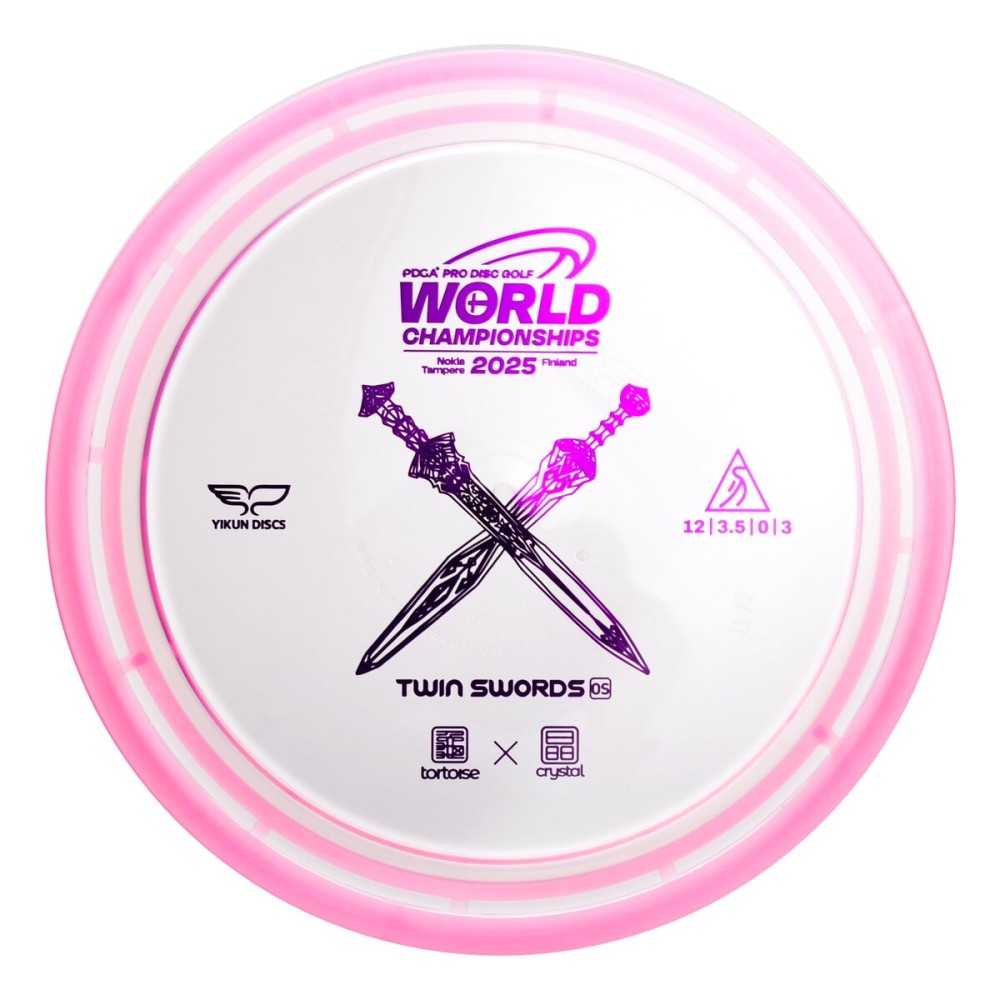 Yikun Twin Swords Understable Distance Driver|Pro Worlds 2025 Limited Edition|Beginner-Friendly Max-Distance Disc| Wind-Resistant & Easy-Glide Control|PDGA Approved 170-176g(Pro Wolds Pink)